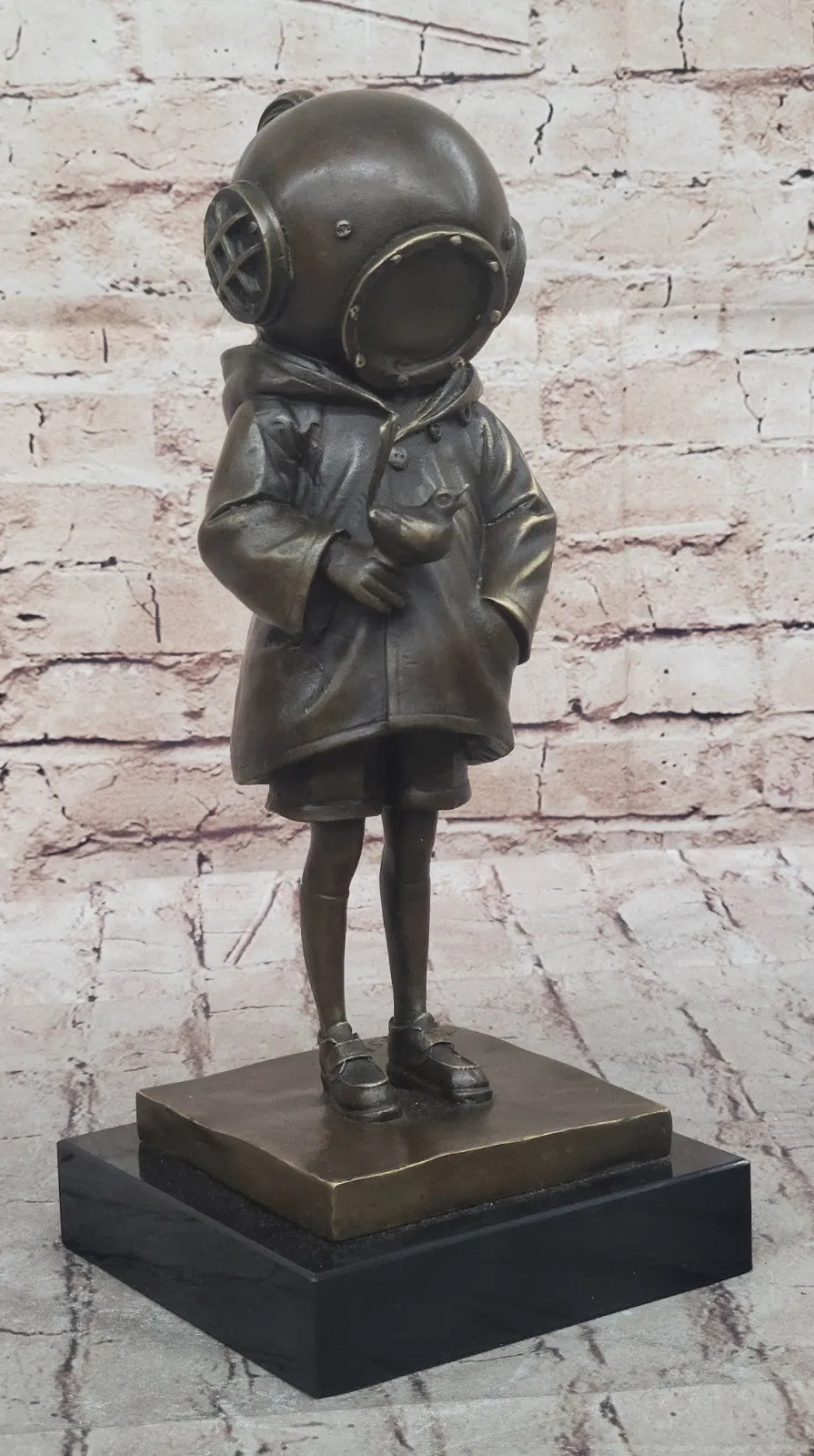Classic Children`s Theme Bronze Sculpture: Deep Sea Diver Girl Artwork