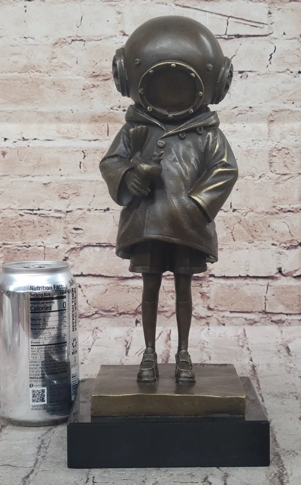 Classic Children`s Theme Bronze Sculpture: Deep Sea Diver Girl Artwork