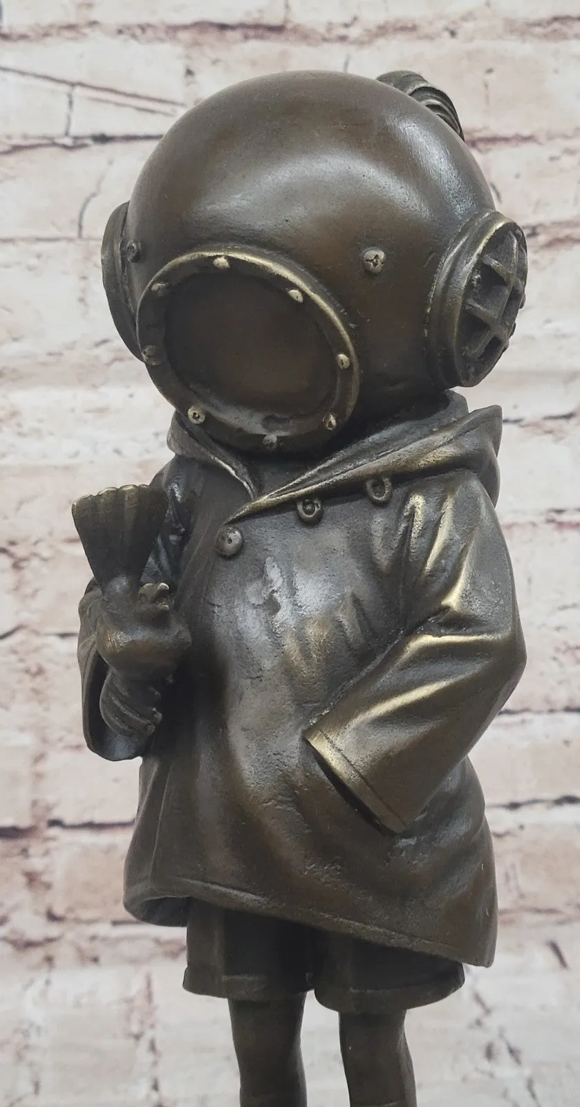 Classic Children`s Theme Bronze Sculpture: Deep Sea Diver Girl Artwork