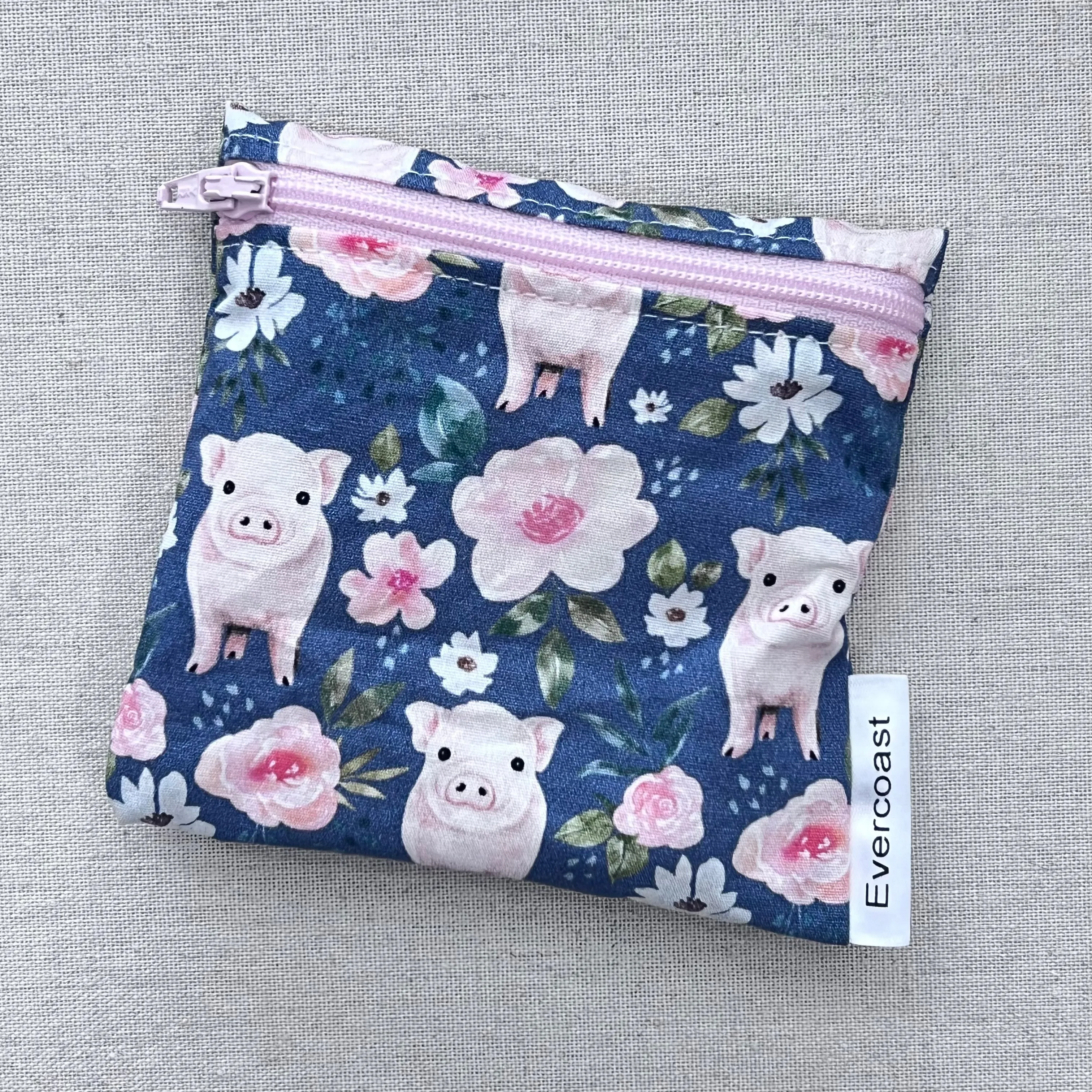 Floral Pigs Reusable Mini Snack Bag