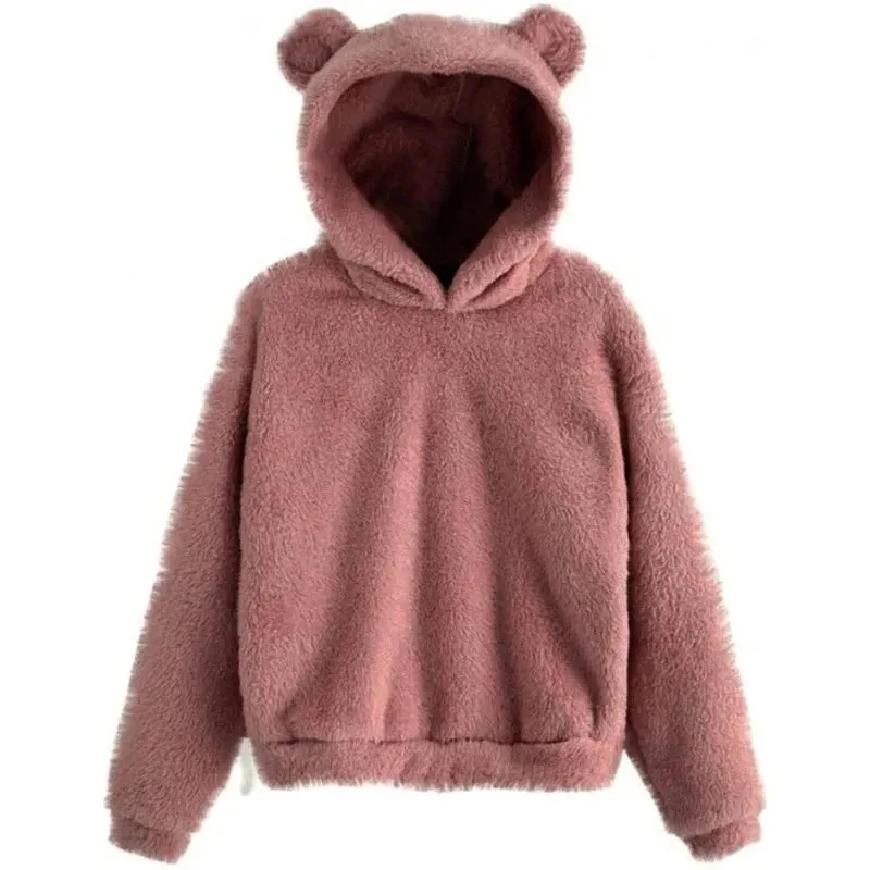 Oversized Fuzzy Bear Ears Hoodie