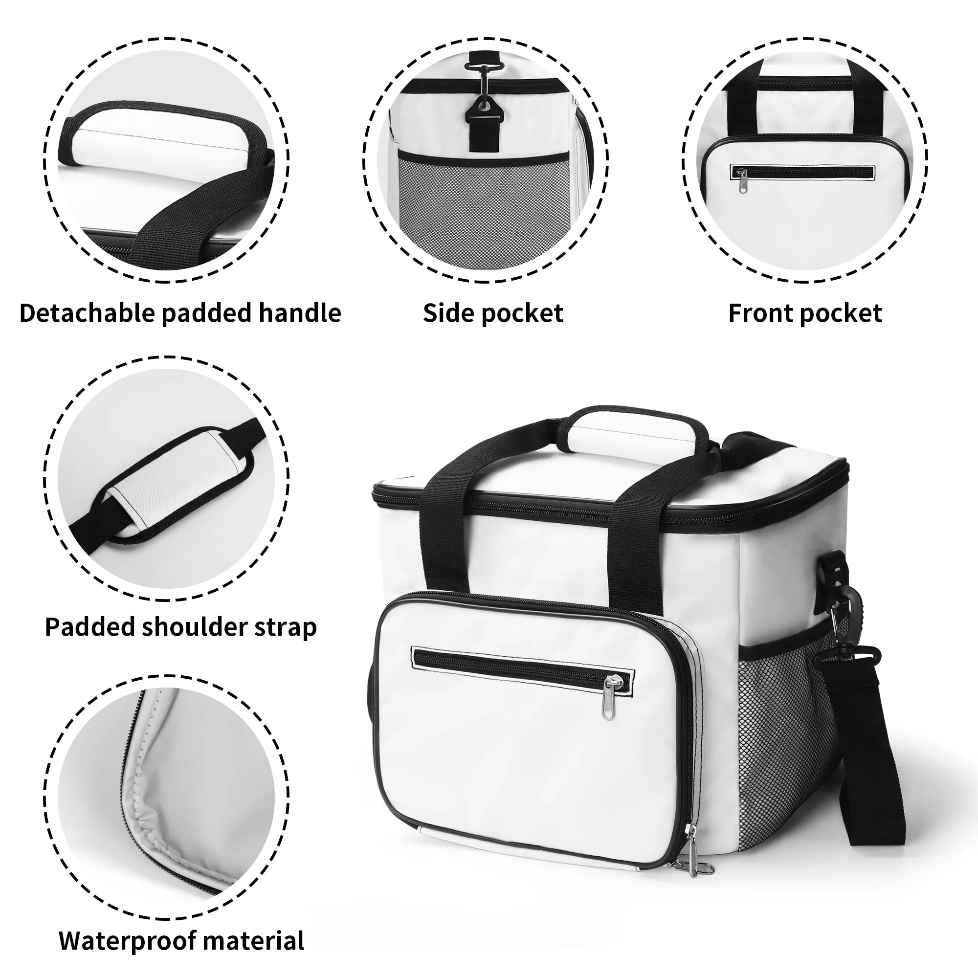 Skull and Pink Rose Insulated Leakproof Cooler Bag Lunch Box