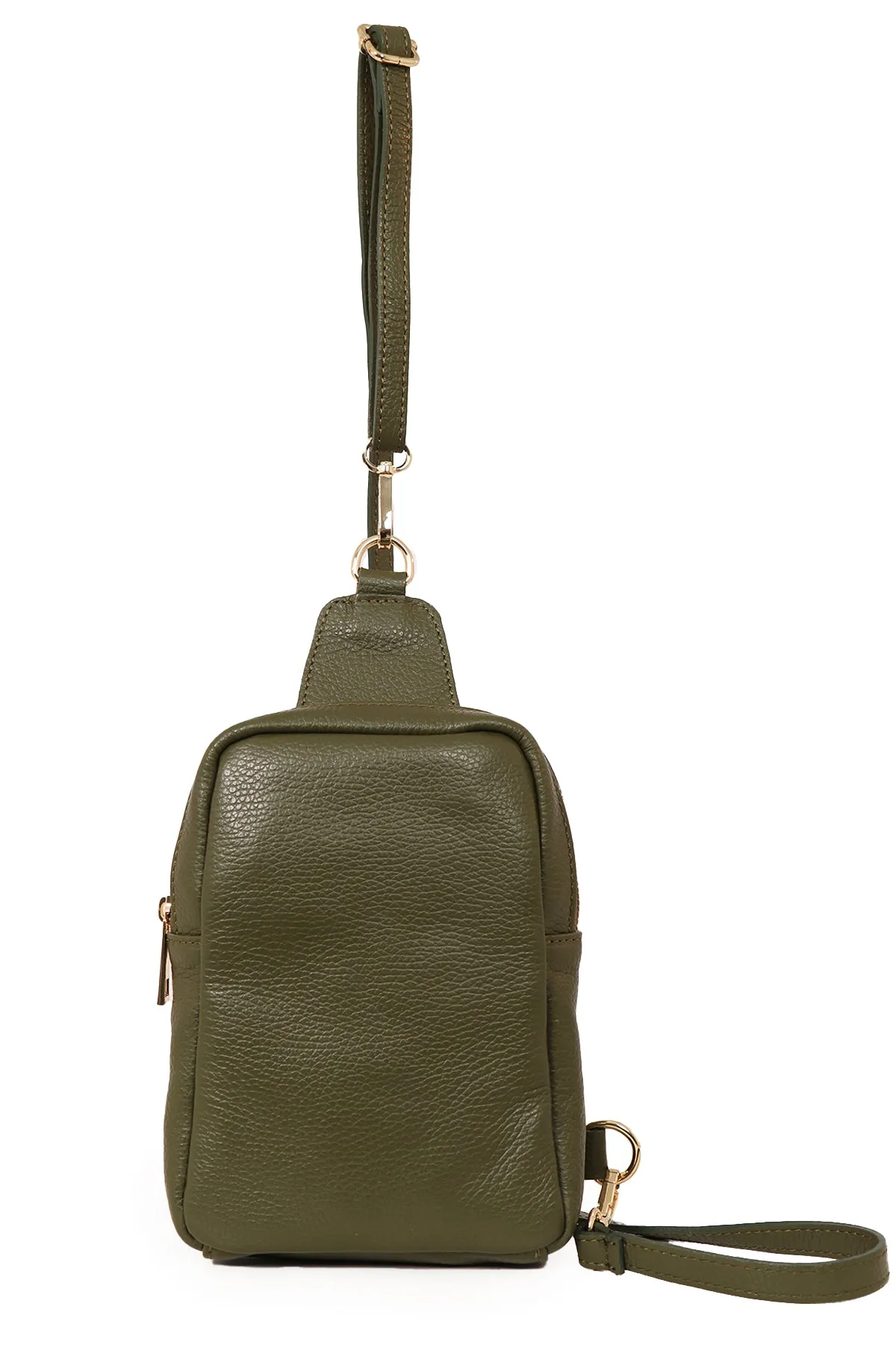 Tara Sling Bag - Khaki, Pebbled