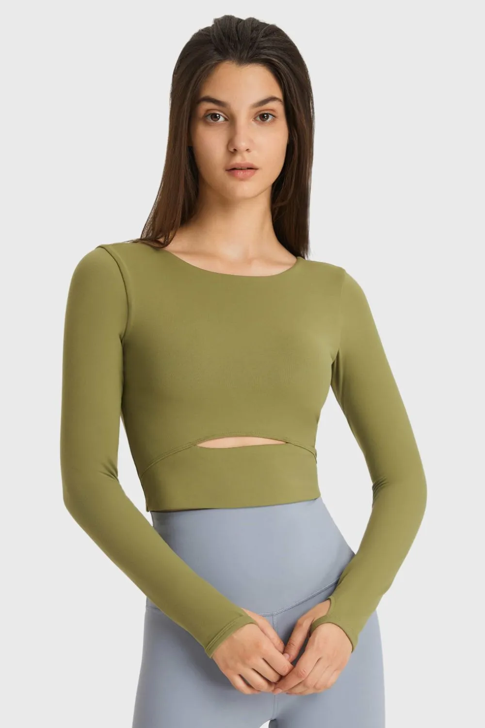 Train Like A Beast Cutout Long Sleeve Cropped Sports Top