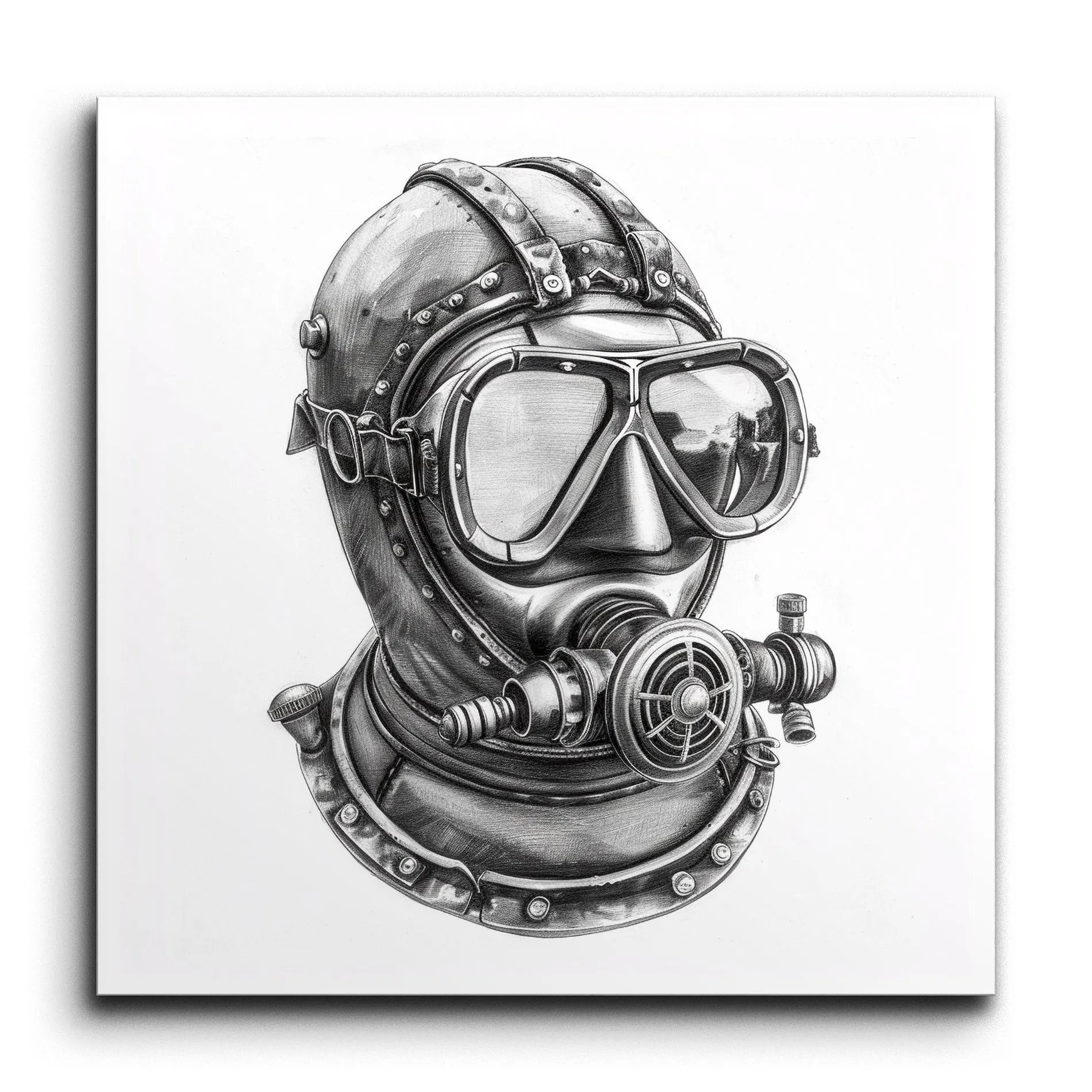 Vintage Diving Helmet: Industrial Elegance Art